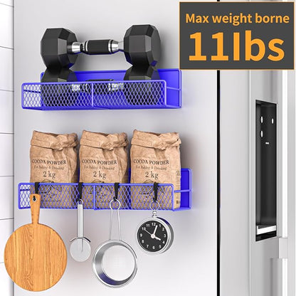 Magnetic Spice Rack for Refrigerator, 2 Pack 100% Metal Strong Magnet Shelf - Image 4