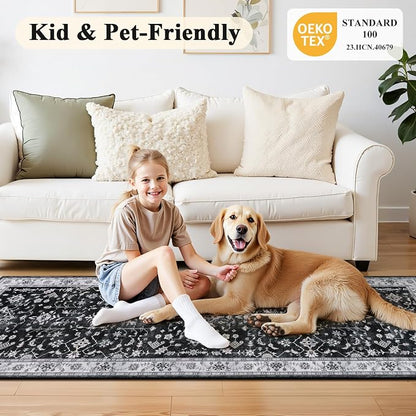 HEBE Hallway Runner Rug 2'x8', Washable Non Slip Kitchen Rug Runner | Soft Boho - Image 7