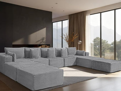 168" Cloud Sectional Couch, Comfort U Shaped Sofa by VYUXWO