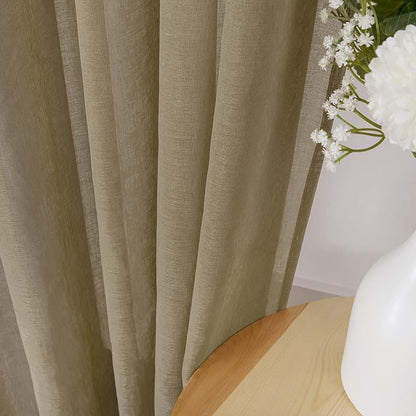 Tollpiz Short Sheer Curtains Linen Textured Bedroom Curtain Sheers Light - Image 3