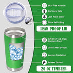 20 oz Tumbler Coffee Tavel Tumblers Bulk with Lid Stainless Steel Double Wall Vacuum Insulated Mug Powder Coated Cups fit Car Cupholder for Hot and Cold - Green, 8Pack