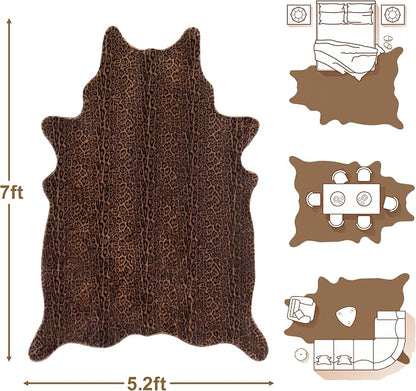 Faux Antelope Cheetah Print Rug, Leopard Rug 5.2x7 Faux Animal Print Skin - Image 2