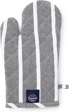 Encasa XO Long 12"x7" Oven Microwave Hand Gloves Mitts (2 pc Set) for Kitchen Cooking & Baking - Heat Resistant, Thick & Safe, Protection of Hands from Hot Utensils - Roma Grey Stripes