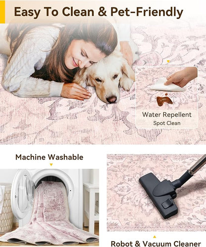 RELEANY Washable Area Rug, Square 8'x8', Water Repellent, Pet Friendly - Image 4