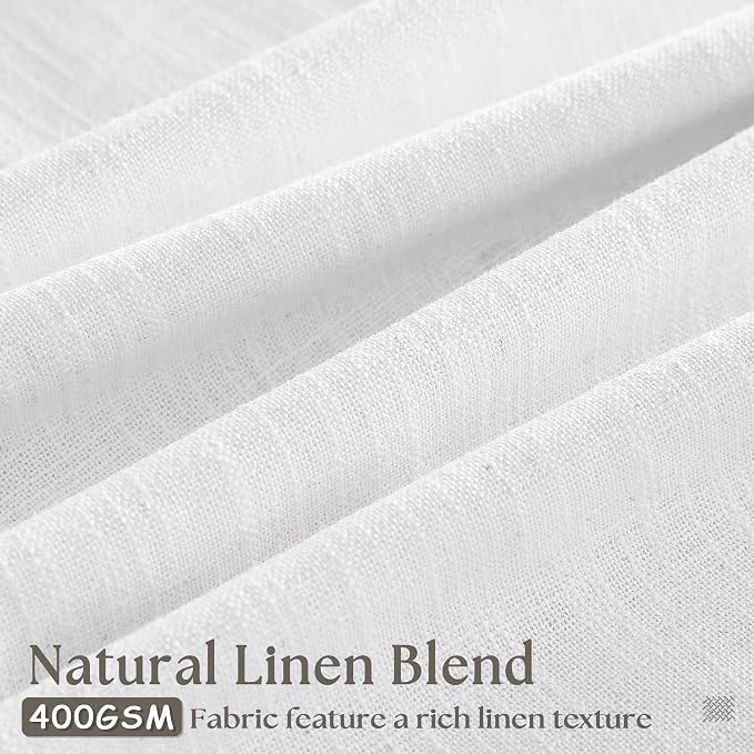 Snow White Pinch Pleated Linen Curtains 108 Inches Long 2 Panels | - Image 3
