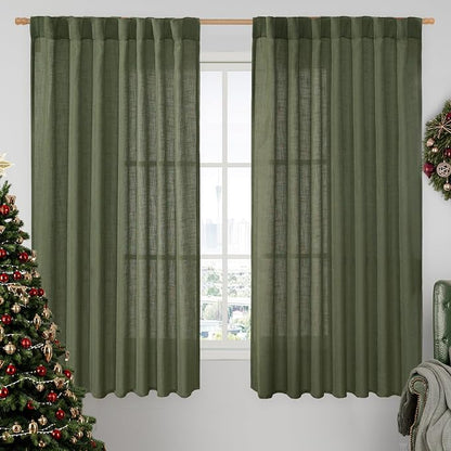 Light Filtering Linen Curtains 63 inches Long by LAMIT