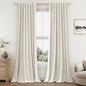 100% Blackout Linen Curtains for Bedroom 92 Inches Long Natural Cream Black Out by Guken