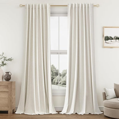 Extra Long 100% Blackout Linen Curtains by Guken