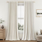 100% Blackout Linen Curtains for Bedroom 86 Inches Long Natural Cream Black Out by Guken