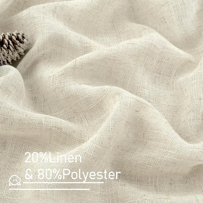 45 Inch Short Window Linen Curtains, Cream Ivory Light Filtering Panels Bronze - Image 2