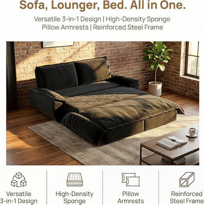 73.2" Sofa Bed Queen, 3-in-1 Pull Out Sofa Bed - Image 7