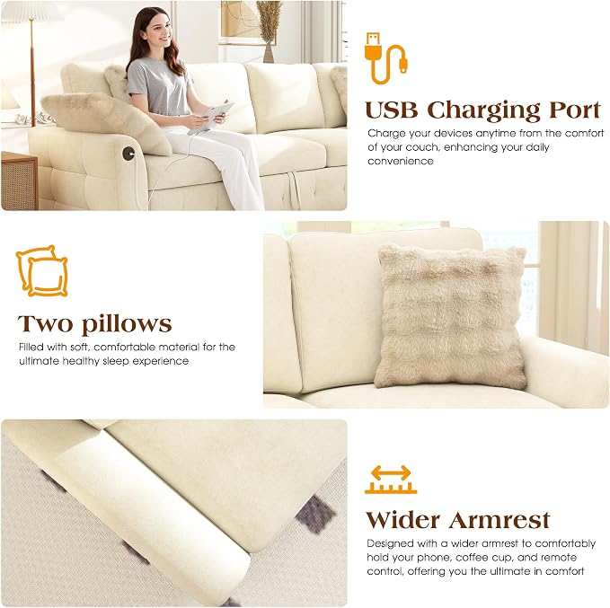 Ihanherry Modular Convertible Sectional Sofa Bed, Reversible Chaise & Storage - Image 6