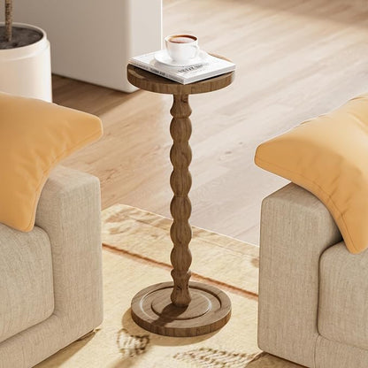 2 Pack Solid Wood Drink Table, Rubber Wood‌ Small Round Side Table - Image 2