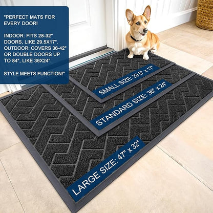 OLANLY Front Door Mat Outside 71x47, All-Season Absorbent Rubber Doormat | Black - Image 2