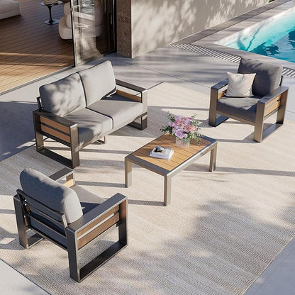 Aoxun Aluminum Patio Furniture Set, 4 Seats Luxury Metal Patio Conversation Sets - Image 10