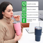 Reusable Straw,Stainless Steel Straws,Drinking Straws Fit for Standley 30 OZ,4 + 1 Cleaning Brush for 20/30 Oz for Yeti/RTIC/Ozark/Reduce/Trail and More Brand Tumblers