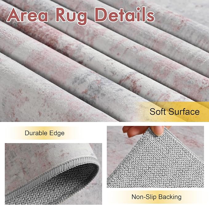 2x6 Ft Washable Runner Rug, Non-Slip Low Pile Hallway Kitchen Area Rug - Image 6