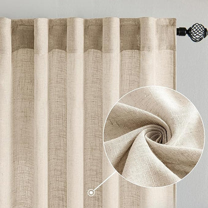 MIULEE Light Taupe Linen Curtains 52x84 Inch Length - Image 2