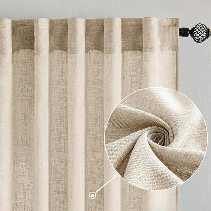 MIULEE Light Taupe Linen Curtains 52x108 Inches Long 2 Panels - Image 2