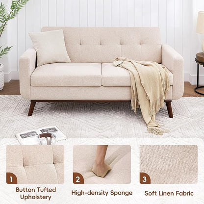 Kingfun 65" W Loveseat Sofa, Mid Century Modern Decor Love Seat Couches - Image 6