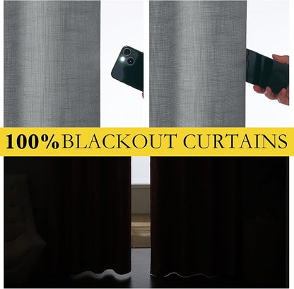 NICETOWN 100% Absolutely Blackout Linen Curtains - Image 2
