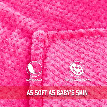 Exclusivo Mezcla Soft Waffle Fleece Bed Blanket King Size, Hot Pink | - Image 8