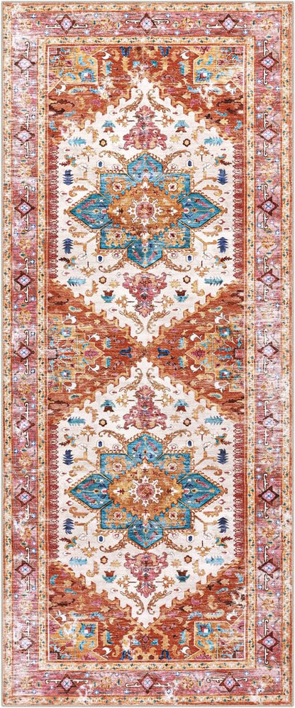 Yamaziot Washable Runner Rug, 2x5 Non-Slip Boho Vintage Hallway Kitchen Rug | - Image 3