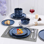 Herogo 6-Piece Stoneware Small Dinner Plates Set, 7.9" Ceramic Round Dessert Plate Set, Double Reactive Glaze Large Dinnerware Plates for Kitchen, Microwave, Oven and Dishwasher Safe, Starry Blue