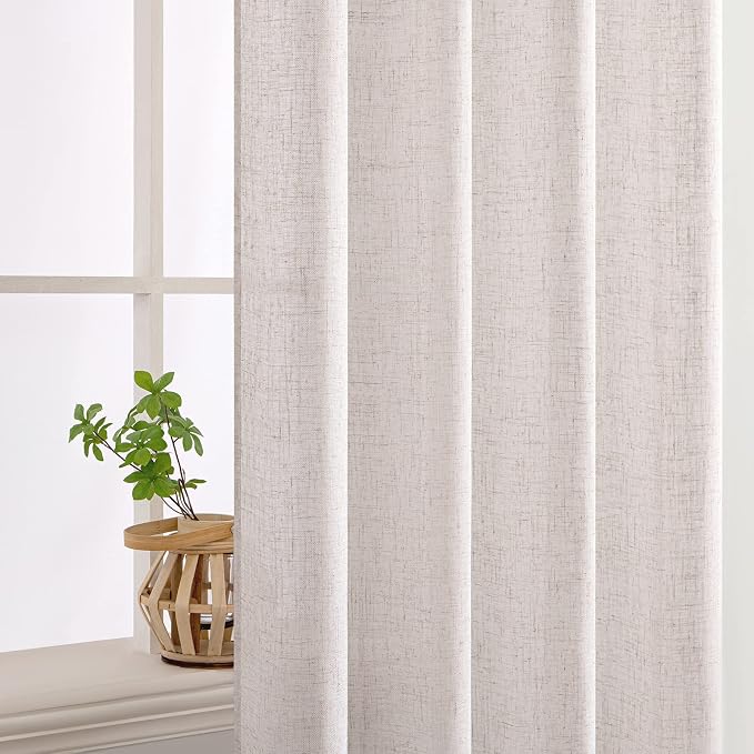 MIULEE White Linen Curtains 52x54 Inch Length 2 Panels - Image 5