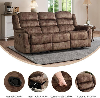 EBELLO 2 Pieces Reclining Couch Furniture Set, Soft Fabric Manual Recliner Sofa - Image 3