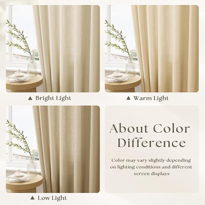 Beige Patio Sliding Door Pleated Curtains 100 Width 102 Inches Long | Extra Wide - Image 2
