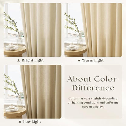 Beige Patio Sliding Door Pleated Curtains 100 Width 102 Inches Long | Extra Wide - Image 2