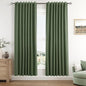 Olive Green 100% Blackout Curtains 72 Inch Length 2 Panels Set by Guken