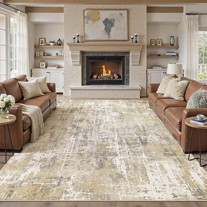 DMOYEST Area Rug Living Room Rugs 9x12 Washable Abstract Carpet | Neutral - Image 8
