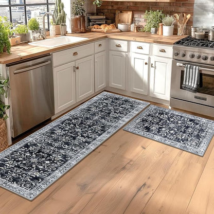 Yamaziot 2x8 Washable Hallway Runner Rug Non Slip Floral Carpet, Stain Resistant - Image 3