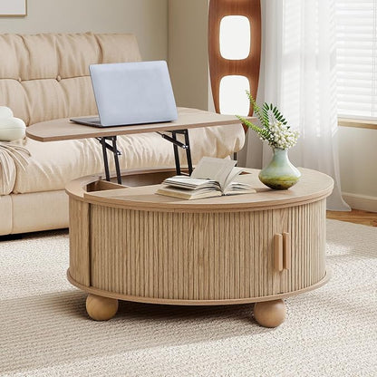 Fluted Round Lift Top Coffee Table by RUSTYER