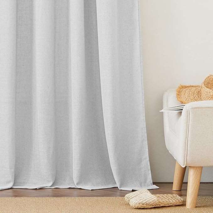 RYB HOME Linen Sheer Curtains for Living Room Textured Semi Sheer Curtains - Image 6