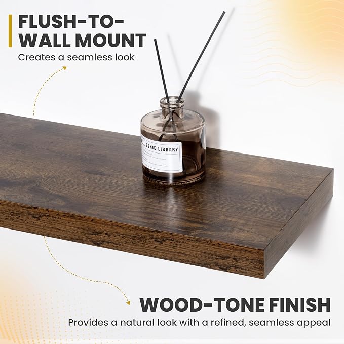 Acovy 72 Inch Floating Shelves, 9.3" Deep Floating Shelf Wall Mounted, Rustic - Image 5