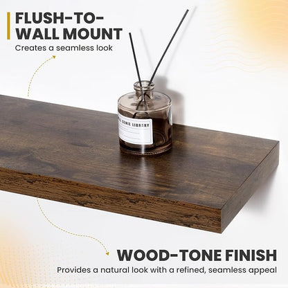 Acovy 72 Inch Floating Shelves, 9.3" Deep Floating Shelf Wall Mounted, Rustic - Image 5