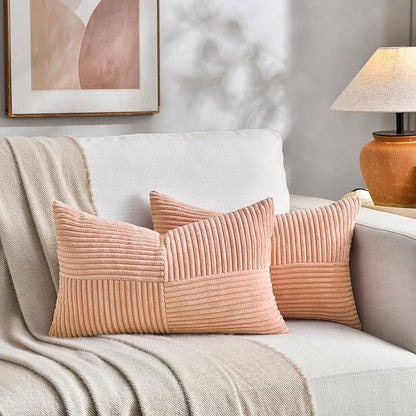 Fancy Homi 2 Packs Peach Long Lumbar Decorative Throw Pillow Covers 16x24 Inch - Image 5