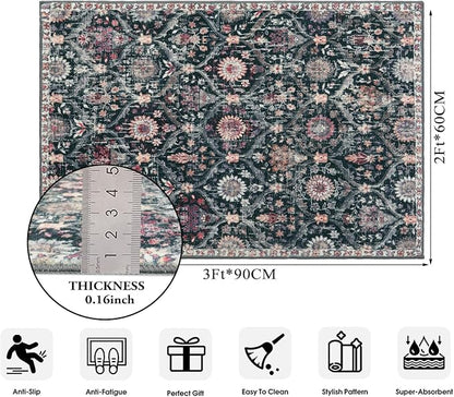 Lahome Moroccan Trellis Washable Rug, 2x3 Entryway Rugs - Image 2