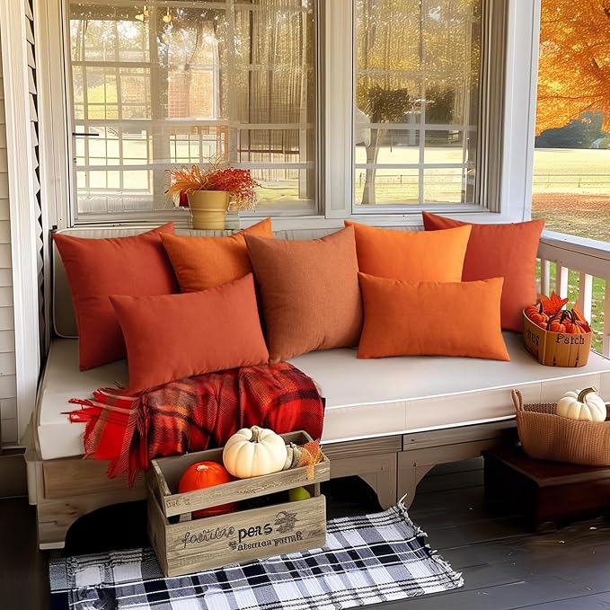 MIULEE Pack of 2 Decorative Outdoor Solid Waterproof Throw Pillow Covers Euro - Image 4