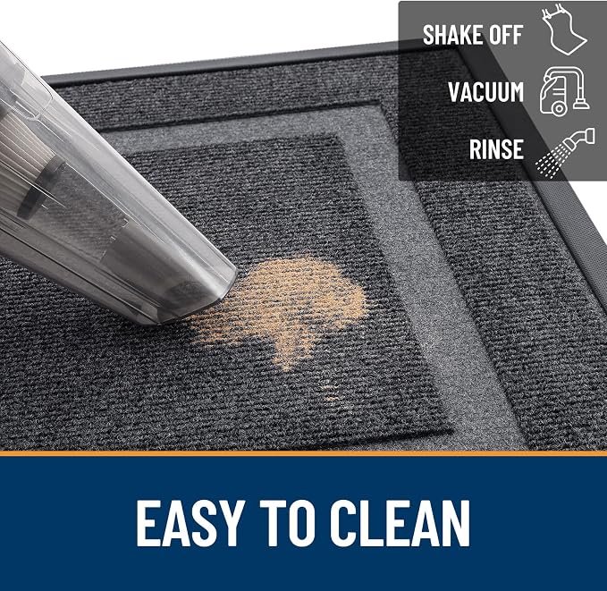 OLANLY Front Door Mat Outside 33x21, All-Season Heavy-Duty Rubber Doormat | Grey - Image 6