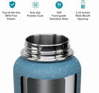 BUZIO 40 oz Water Bottle Insulated with Straw & 3 lid and Carrying Pouch, Leak Proof Anti-Slip Stainless Steel Water Flask Jug, Cold for 48 Hrs Double Vacuum Thermo Canteen, BPA-Free, Starry Pacific
