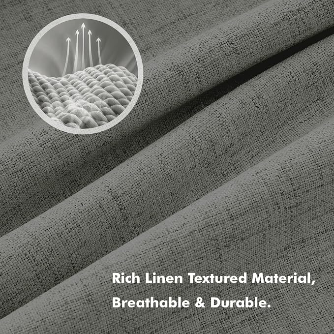 MIULEE 100% Blackout Linen Curtains 42 x 72 Inch Dark Grey 2 Panels | Thermal - Image 3
