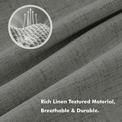 MIULEE 100% Blackout Linen Curtains 42 x 72 Inch Dark Grey 2 Panels | Thermal - Image 3