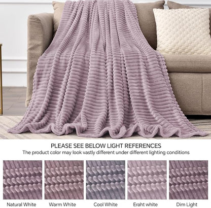 BEDELITE 3D Ribbed Dusky Violet Fleece Twin Blanket - Image 5