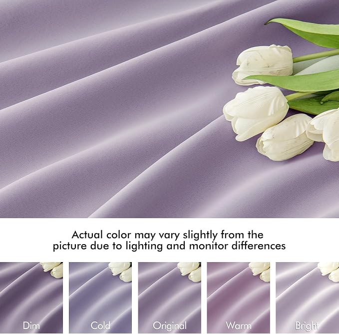 MIULEE Lilac Back Tab Blackout Curtains 52x96 Inch Long 2 Panels Set | Rod - Image 8