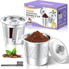 CAPMESSO Reusable K Cups for keurig: Refillable Stainless steel Coffee Pods for Keurig 1.0 Coffee Maker - Upgraded Dual-mesh Coffee Filters for Richer Coffee NO Grit, Eco-Friendly (2 Pack & 3 Rings)