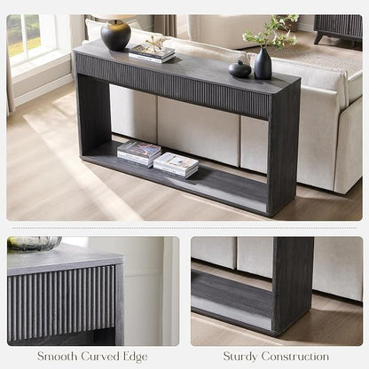 OKD 63" Fluted Console Table for Entryway, Modern Entryway Table - Image 5